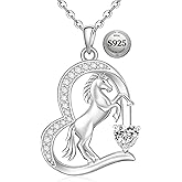 Fenthring Heart Horse Necklace for Women Sterling Silver Horse Pendant Necklace for Mothers Day Gifts Christmas Jewelry