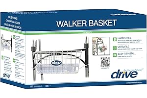 Drive Medical 10200B Walker Basket, Basket for Folding Walker with Cup Holder, White