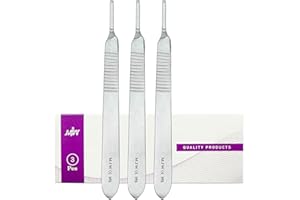 MJW Scalpel Handle No.3 - Set of 3 Pcs Stainless Steel Crafting Handle No.3 Ideal for Wood Art, Card Making, Grafting, Sculpting and Dermaplaning