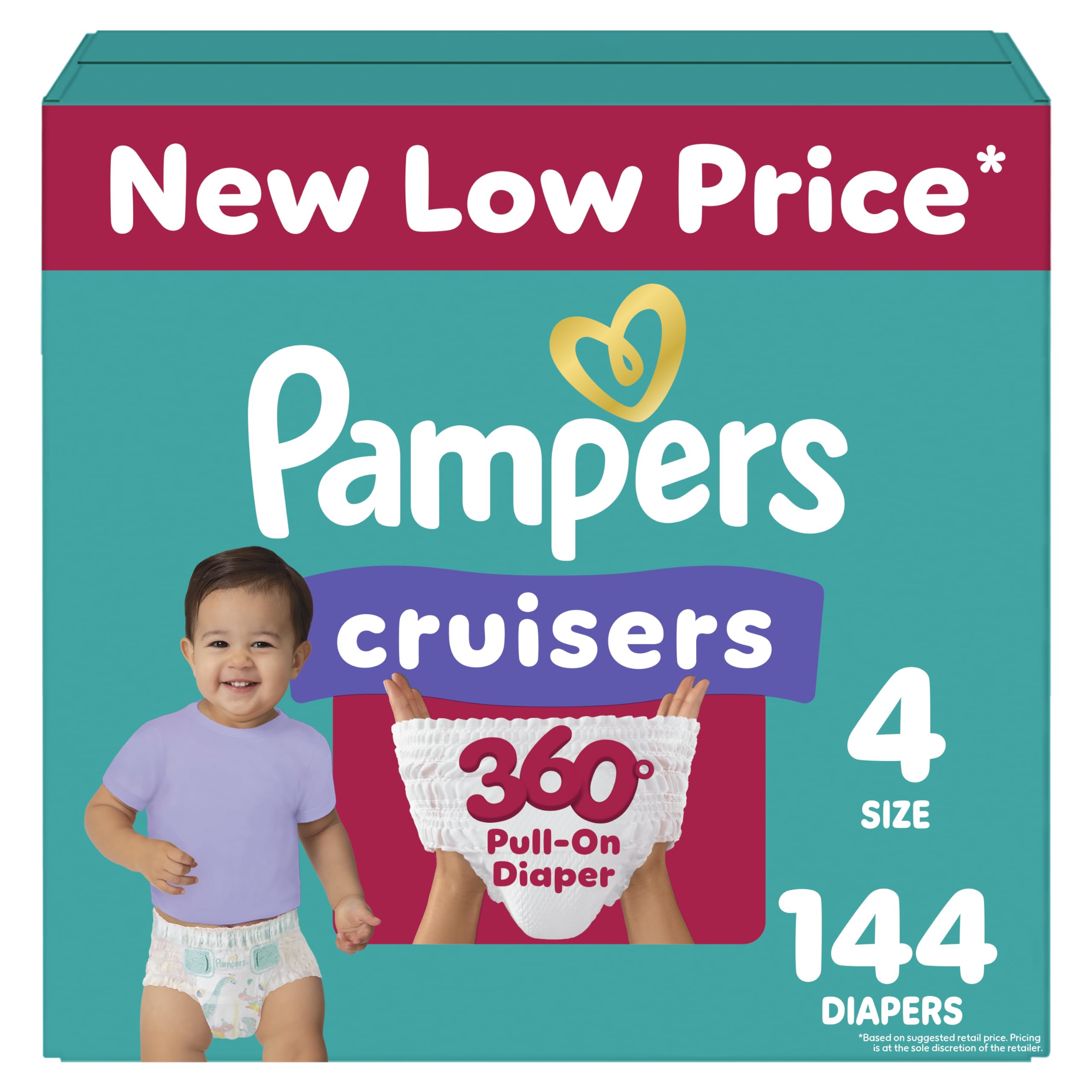 Photo 1 of Pampers Diapers - Cruisers 360 - Size 4, 144 Count, Babyproof up to 100% Leakproof Pull-On Diaper
