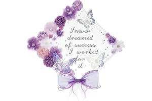Solsew 35 Pcs DIY Graduation Cap Decorations Accessory Kit, 3D Artificial Flowers, Butterfly & Alphabet Letter Stickers, Pearl Stickers, Bowknot for Grad Hats Decor(Purple)