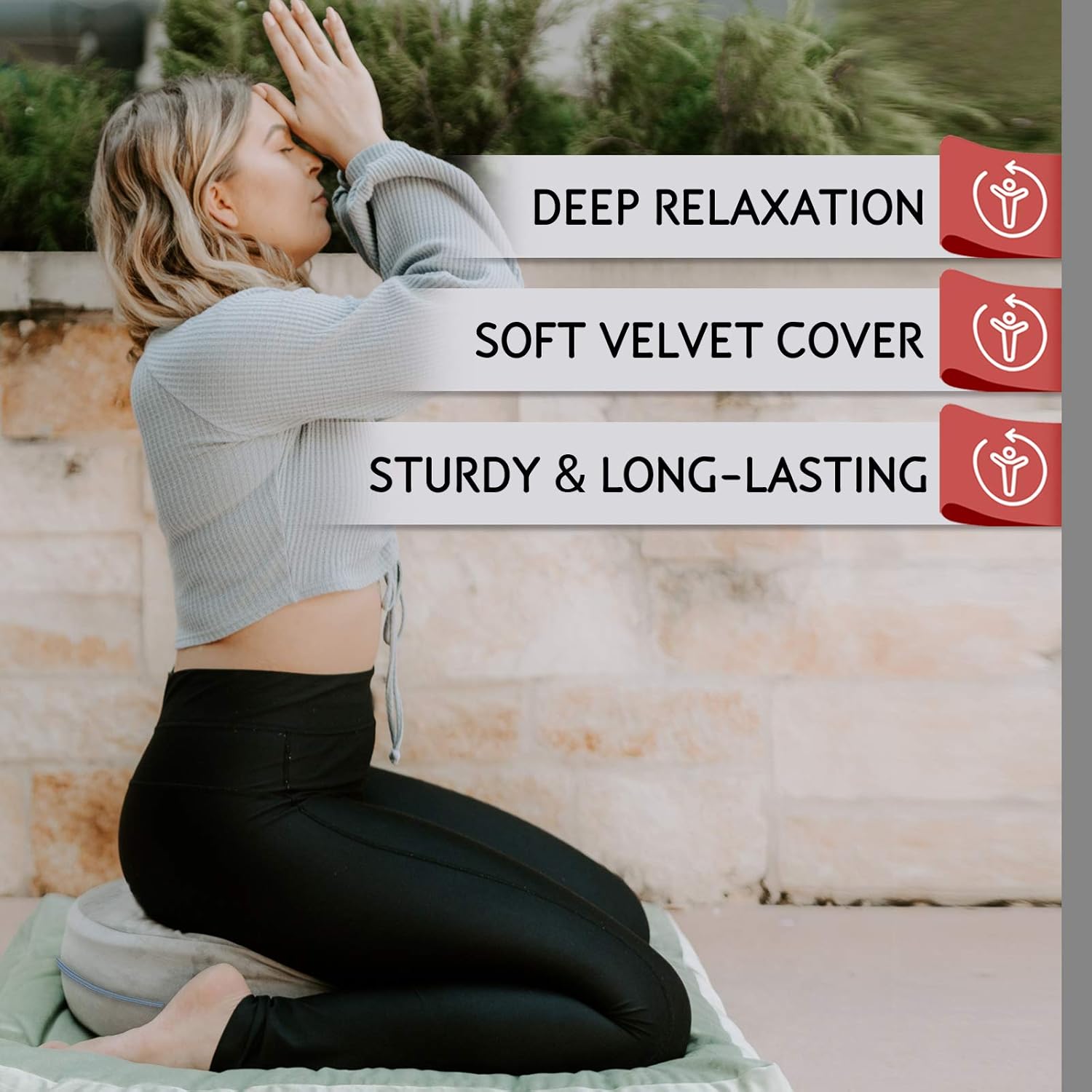 Florensi Adjustable Meditation Cushion (16"x16"x5"), Large Velvet Meditation Pillow, Premium Yoga Pillow for Women and Men, Yoga Cushion, Buckwheat Meditation Cushions, Adjustable Height : Sports & Outdoors