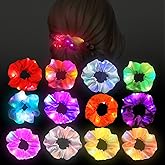 12 Pcs Light Up Scrunchies, Led Scrunchies,Neon Scrunchies Elastic Glow in the Dark Rave Accessories