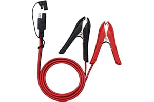 CERRXIAN 3.2FT 12V 14AWG Alligator Crocodile Clip to SAE Connector Quick Release Quick Disconnect Car Solar Power Charging Extension Cable,Black & Red C