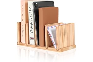 NIUBEST Desk File Mail Organizer Countertop Mail Sorters,Wood 4 Slots Large File Organizer,Desktop File Holders Mail Sorters for Office & Home