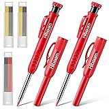 Hiboom 2 Pack Solid Carpenter Pencils with Pencil