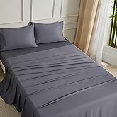 COZYXWORLD Queen Size Sheets Set 4 Pieces, 100% Rayon Derived from Bamboo Cooling Bedding for Night Sweats, Silky Smooth & Breathable Bed Set Hotel Luxury Sheet Set, Dark Gray