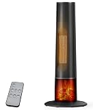 Oylus Tower Heater for Indoor Use - 25" Portable Space Heater with 3D Flame, Remote, Adjustable Thermostat, 2 Heat Modes, Multiple Safety Protection, 12H Timer, Quiet Electric Heater for Large Room