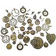 Kinteshun Clocks and Watches Dial Face Movement Charm Alloy Multistyle Steampunk Pendant Charm Connector for DIY Jewelry Making Accessaries(100 grams)