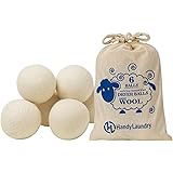 Wool Dryer Balls - Natural Fabric Softener, Reusable, Reduces Clothing Wrinkles and Saves Drying Time. The Large Dryer Ball is a Better Alternative to Plastic Balls and Liquid Softener. (Pack of 6)