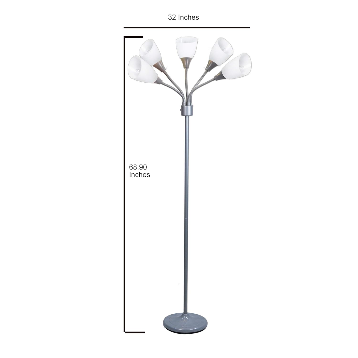light accents medusa grey floor lamp with white acrylic shades