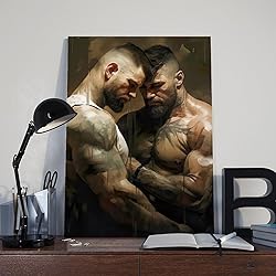 HMLZSJ Nude Muscle Male Torso Portrait Art Gay