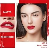 Oulac Red Matte Lipstick Kissproof Liquid Lipstick Vegan M02 view 2