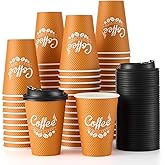 Tamone 100 Pack 12 oz Thanksgiving Cups Disposable Coffee Cups, Insulated Ripple Double-Walled Paper Coffee Cups for Party Wedding, Drinking To Go Coffee Cups with Lids for Coffee, Tea, Chocolate