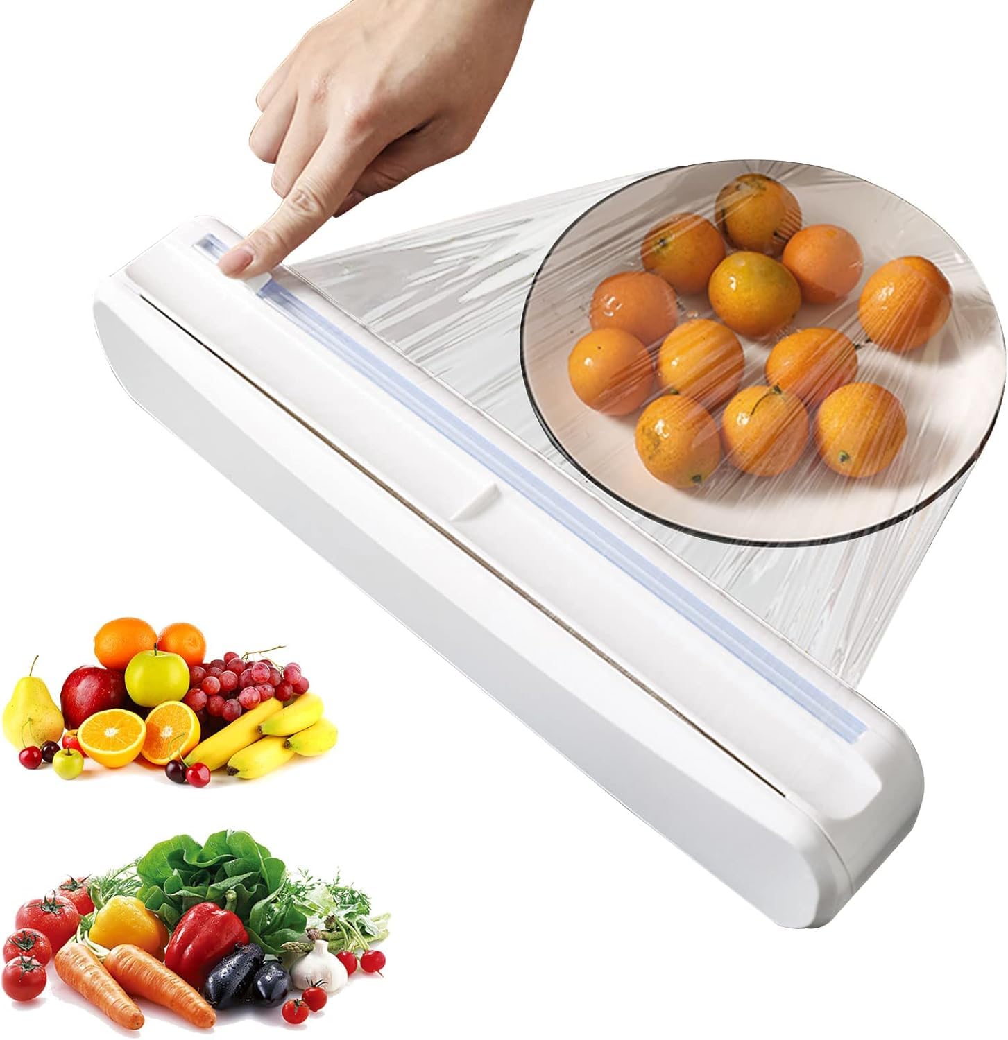 Photo 1 of ENJOYCOO Plastic Wrap Dispenser With Cutter, Reusable Cling Film Dispenser, Cling Wrap Dispenser With Slide Cutter, Also For Aluminum Foil, Tin Foil, Baking Paper (L)