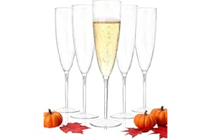 WDF 36PCS Clear Champagne Flutes Plastic - 6 OZ Clear Disposable Champagne Flutes Party Supplies for Wedding/Birthday/Parties