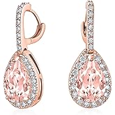 Bridal Jewelry Set 7-15 CT Vintage Style Halo Cubic Zirconia AAA CZ Huggie Pierced Snap Drop Teardrop Screw Back Clip On Earrings For Women Prom Bridesmaid Wedding Gemstone Colors Silver Gold Plated
