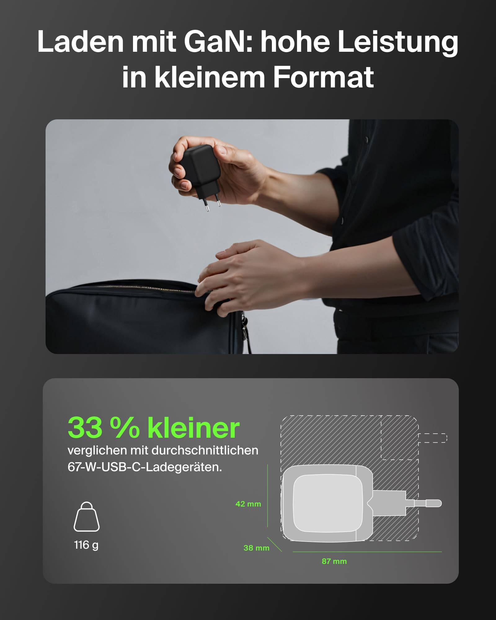 Belkin SmartProtect 2-Port USB C Ladegerät, 67W, GaN-Ladegerät, 2X USB-C, Schnellladen für Geräte wie MacBook, iPhone 17, iPad Pro, Chromebook, Galaxy S25 Ultra, Pixel 10, USB Adapter – Schwarz 3