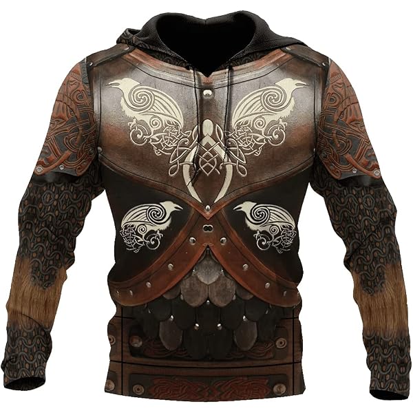 GLUDEAR Men's Vikings Tattoo Norse Mythology 3D Print Hoodie – Bold Graphic Pullover - View #3