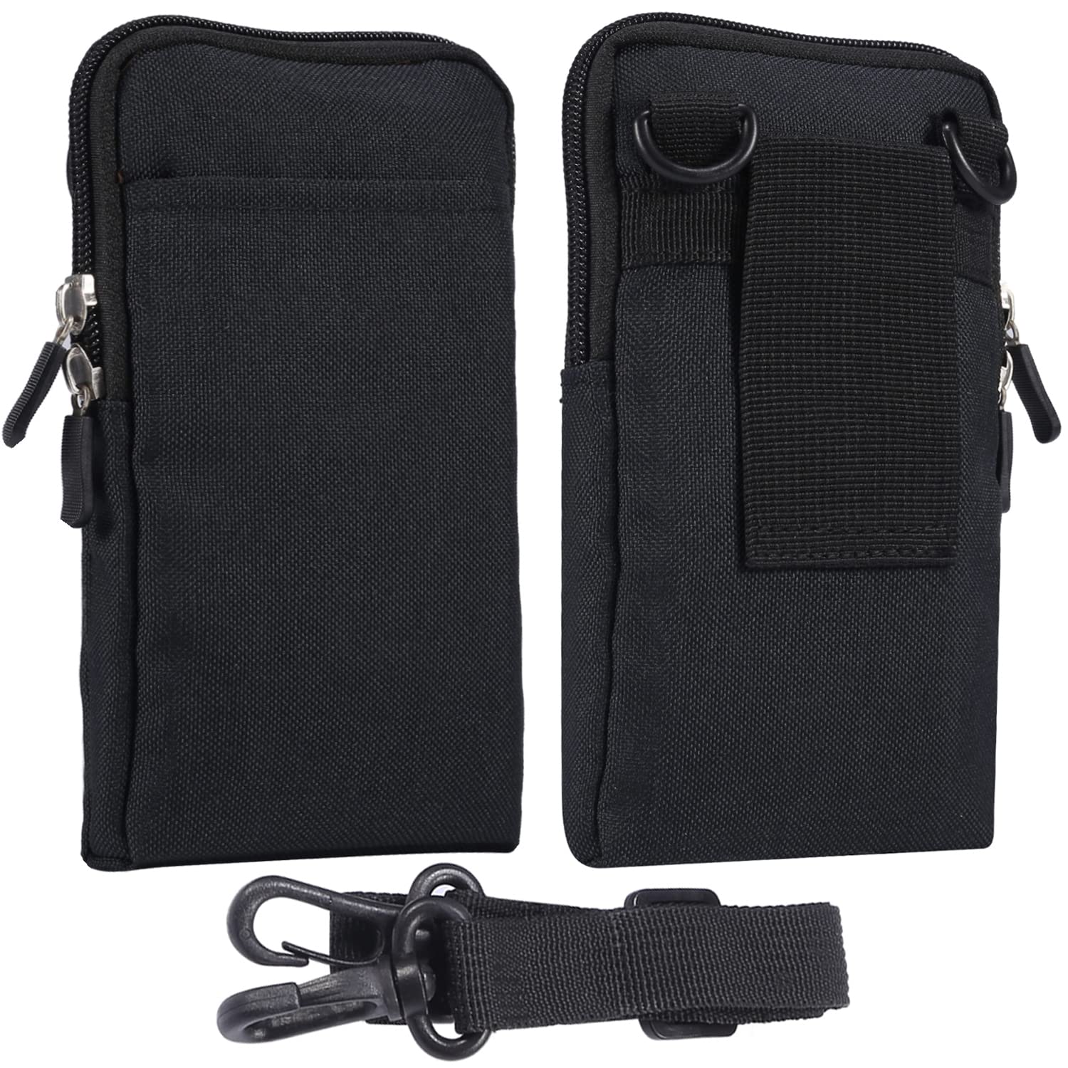 Cell Phone Belt Bag Men Black, Cell Phone Shoulder Holder Men, 6.9" Waterproof Outdoor Sport Crossbody Belt Phone Pouch Waist Bag Mobile Phone Belt Loop Holder Small Messenger Purse with Card Holder