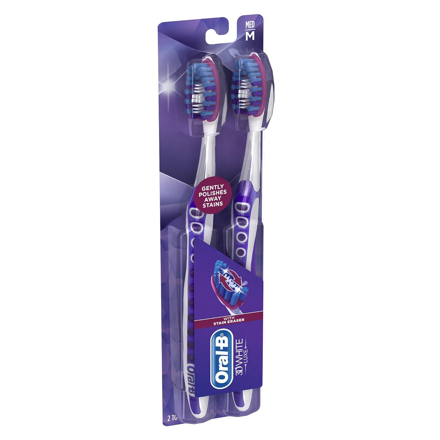 Oral-B 3D White Luxe Pro-Flex 38 Medium Manual Toothbrush Twin Pack (Packaging May Vary): Beauty