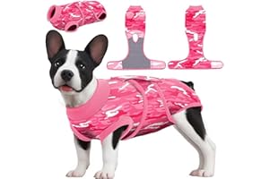 PetWarm Surgical Suit for Dogs Female, Pet Surgical Recovery Onesies Suit, Surgery Suit for Dogs, Professional Dog Abdominal Wounds Bandages, Camouflage Pattern, Pink, XS