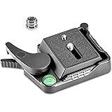 Neewer® Black Aluminum Alloy Quick Release QR Plate Adapter with 1/4"-3/8" Screw and Bubble Lever for DSLR Camera Tripod Mono