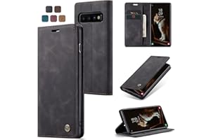 Cracedily for Samsung Galaxy S10 Case, Flip Wallet Leather Case with Card Holder Magnetic Closure Shockproof Kickstand Protective Phone Cases Cover for Samsung S10,Black