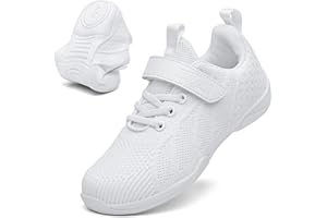 DADAWEN Youth Girls White Cheerleading Shoes Athletic Training Tennis Breathable Competition Cheer Sneakers