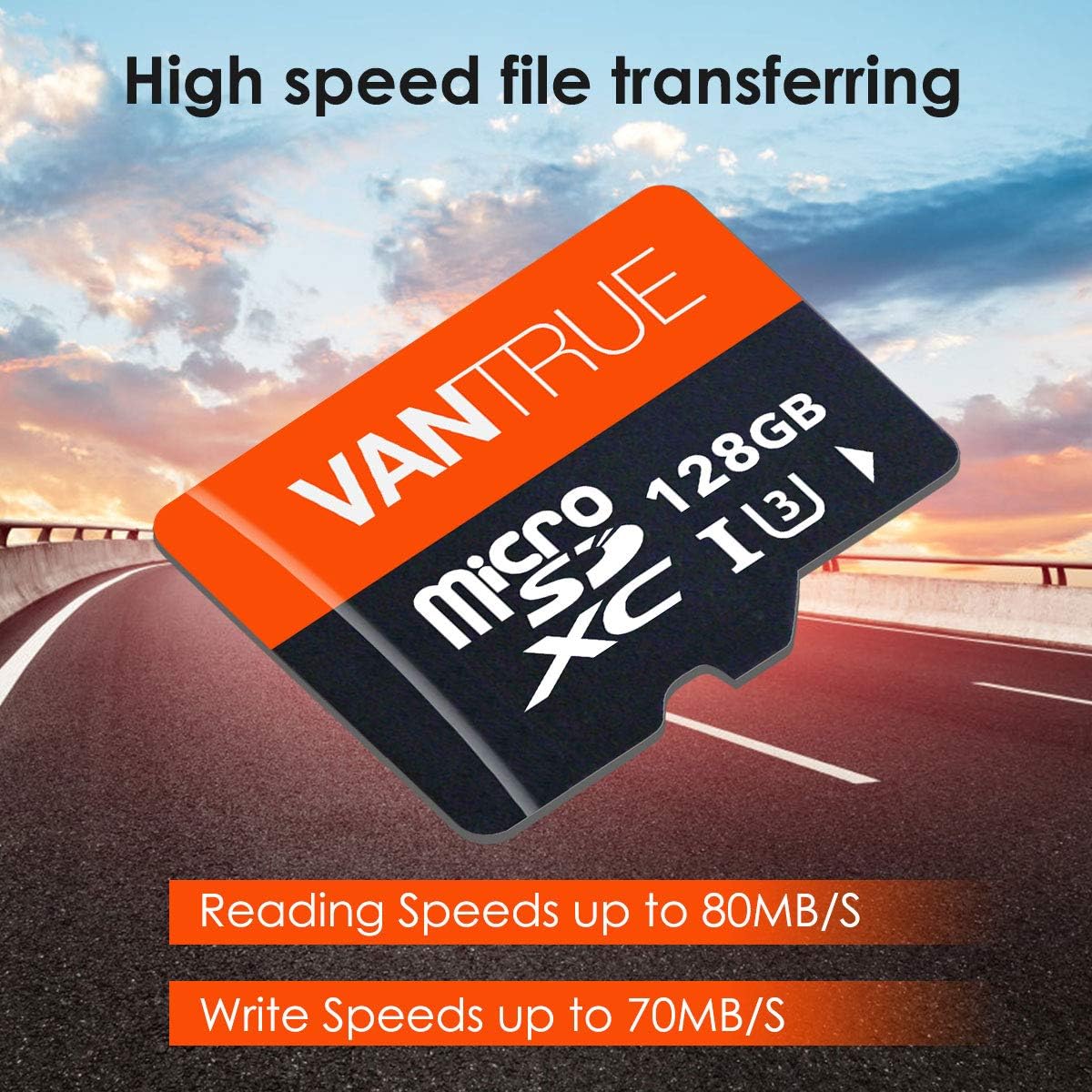 Vantrue 128GB Memory Card MicroSDXC UHS-I A2 High Speed 4K UHD Video High Speed Transfer Monitoring SD Card APC A2 with Adapter for Dash Cams Body Cams - Image 4
