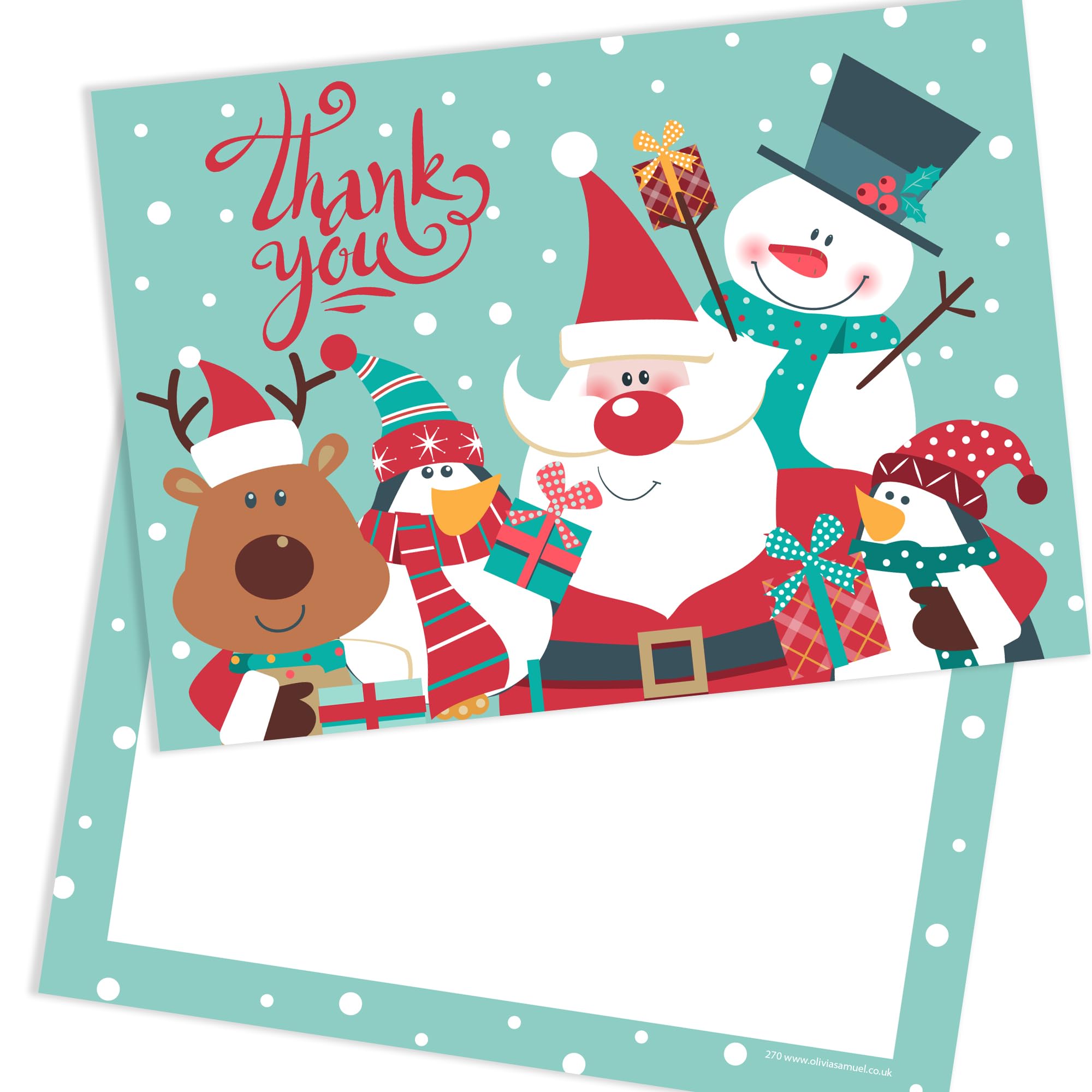 Olivia Samuel 20 x Christmas Thank You Cards A6 Postcard Style with Envelopes