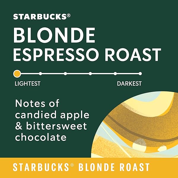 STARBUCKS K-CUP COFFEE PODS, STARBUCKS BLONDE ESPRESSO ROAST HOT OR ICED COFFEE, 22 KEURIG PODS