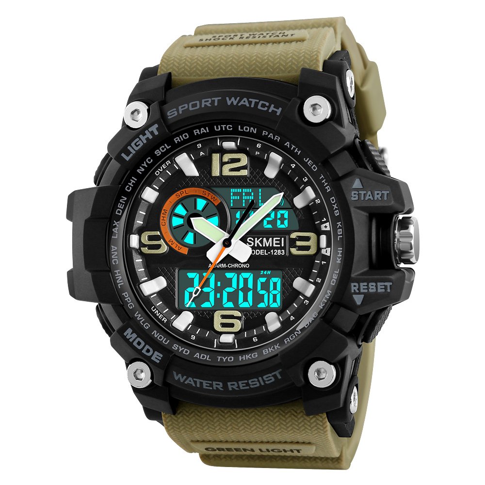 SKMEI Men's Digital Sports Watch, 50Ｍ Waterproof Military Watches LED Screen Large Face Stopwatch Alarm Wristwatch — image 1