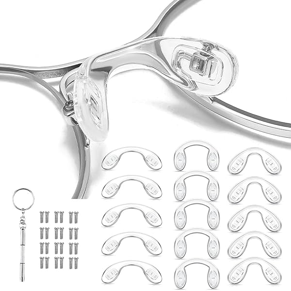 20x D Shape Soft Silicone Nose Pads Screw In Fix Repair Eyeglasses - Foto 7