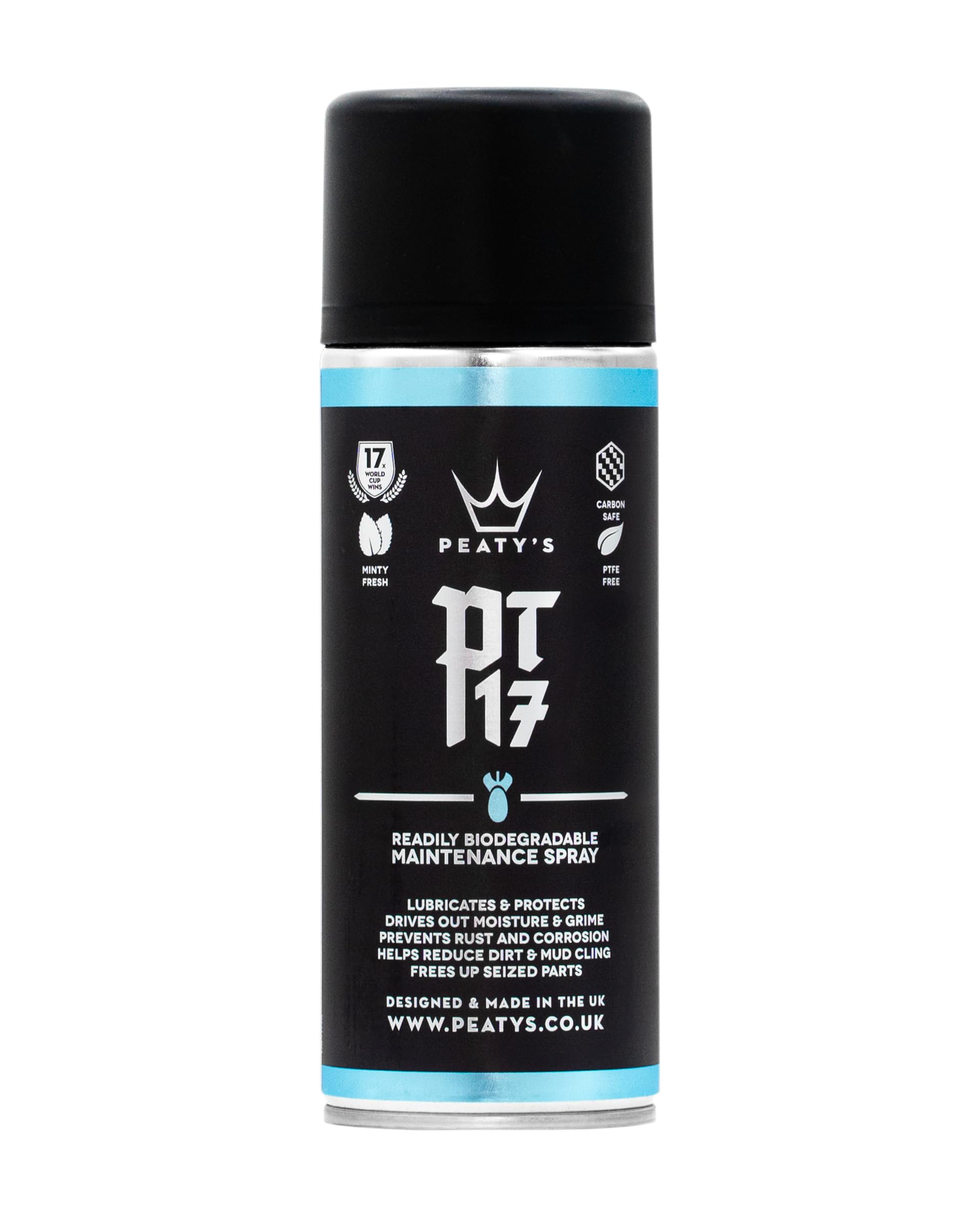 Peaty's PT17 General Bike Maintenance Spray - PTFE Free Bike Frame Protection, Protect & Lubricant Spray, Drives Out Moisture and Frees Seized Parts, Carbon Safe for MTB, Road, Gravel & E-Bikes, 400ml