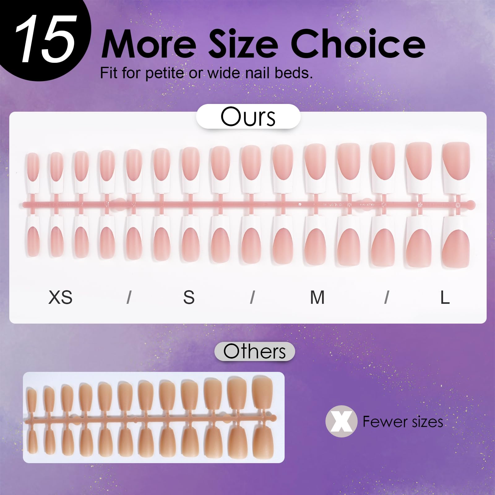 Canvalite French Tip Press on Nails - 300Pcs Pre-Colored Quick and Easy Press on Nails Long Square Fake Nails with Designs DIY Gel Nail Tips, Pink White - Image 8