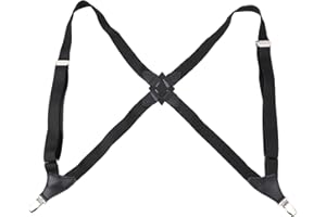 Abaodam Unisex Adjustable Clip-on Elastic Suspenders for Men Women, 2.5cm Black Trouser Straps Practical