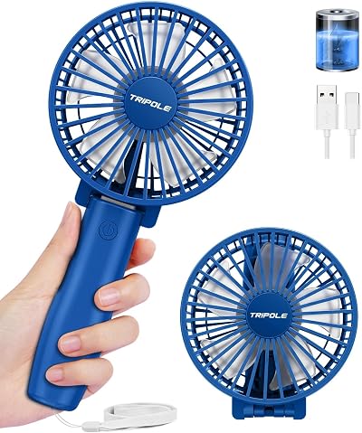 TriPole 2-in-1 Handheld Fan USB Rechargeable 3-Speed 180° Navy