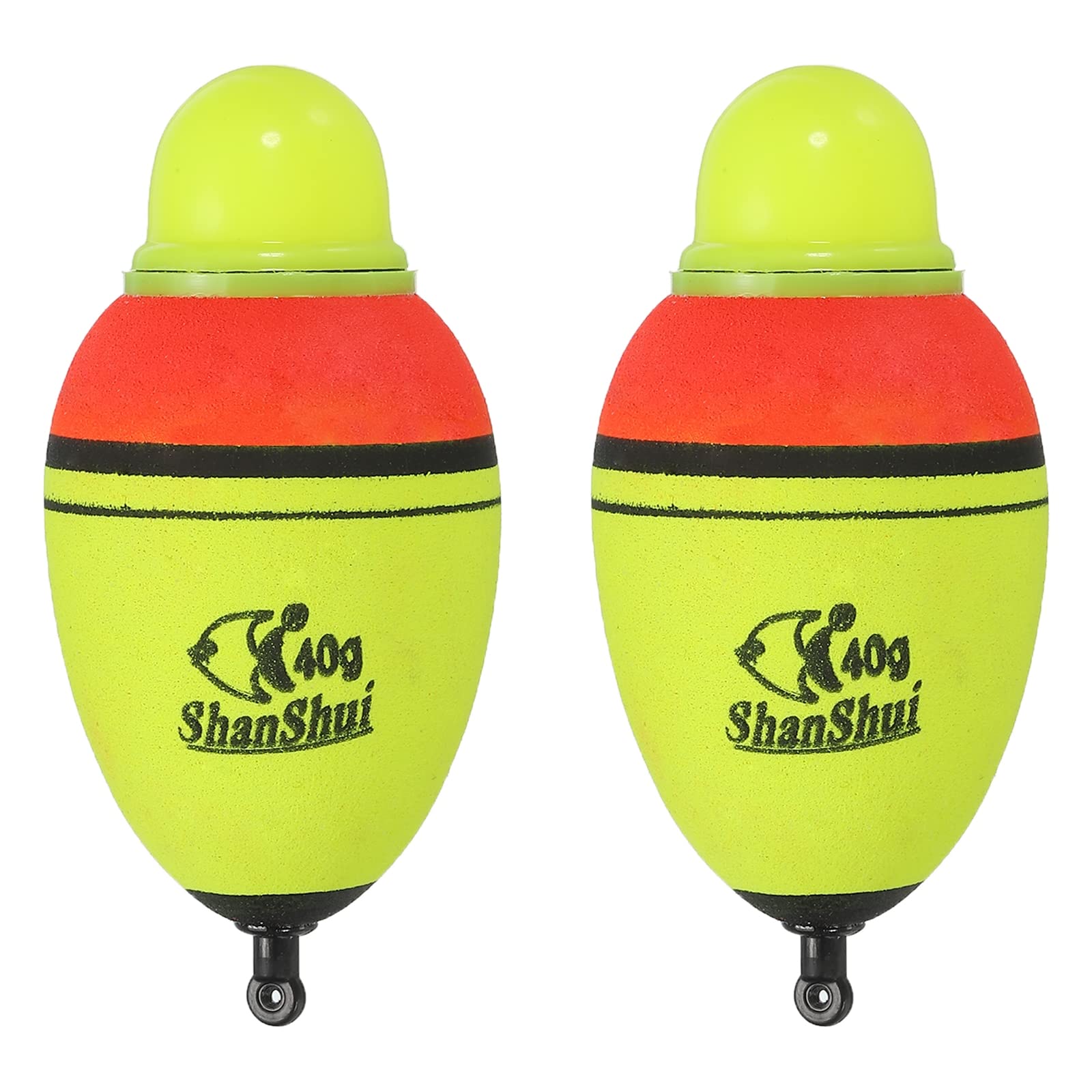 PATIKIL 1.4oz Lighted Fishing Slip Bobbers, 2 Pack EVA Light Up Fishing Float for Night Fishing, Yellow