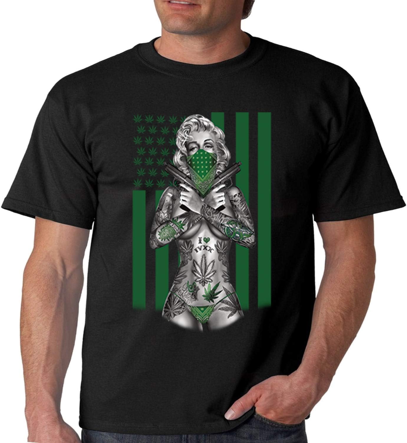 Marilyn Monroe Tshirt American Green Flag Mens Tee
