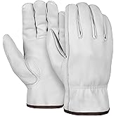 XITTO 12 Pairs Heavy Duty Durable Cowhide Leather Work Gloves I Driver Gloves for Truck Driving, Gardening, Warehouse