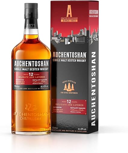 Auchentoshan 12 Jahre Single Malt Scotch Whisky Mit Geschenkverpackung Karamellgeschmack Und Fruchtigen Aromen 40 Vol 1x 0 7l Amazon De Bier Wein Spirituosen