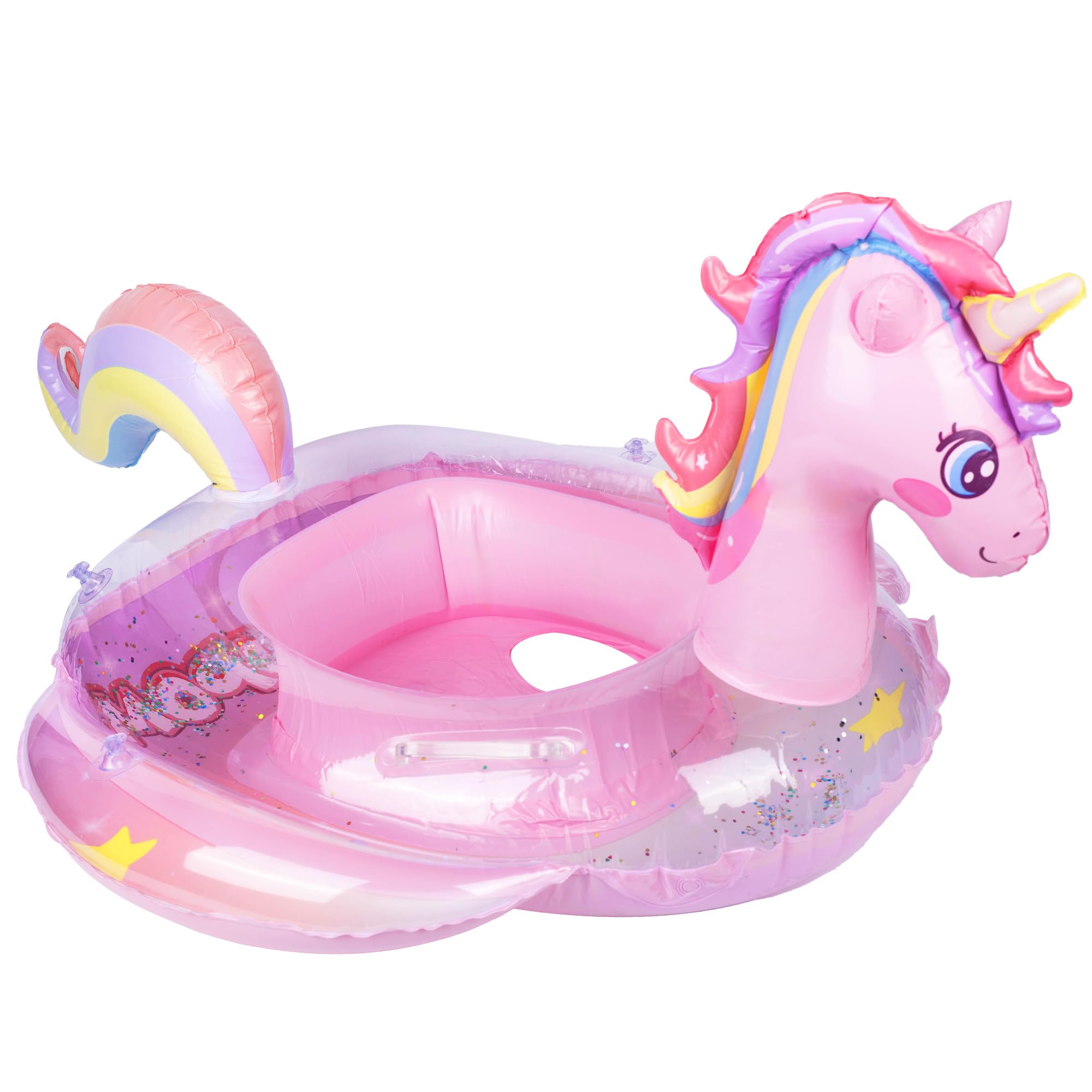 Inflatable Baby Swimming Float, Baby Pool Float for 6-36 Months Baby Girl with Seat, Inflatable Baby Float Swimming Ring for Infant Toddler Kids 1-3 Years (Pink Unicorn)