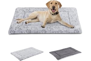 IEUUMLER Dog Bed, Reversible Washable Bed Mat, Soft Premium Plush Dog Crate Pad, Pet Cushion Sleeping Mattress for Small/Medium/Large Dogs and Cats FC014 (Gray,30"*20")