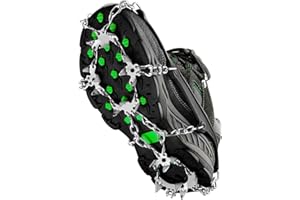 Petgin Crampons Ice Cleats Traction Snow Grips for Boots Shoes Women Men Anti Slip 19 Stainless Steel Spikes Safe Protect for