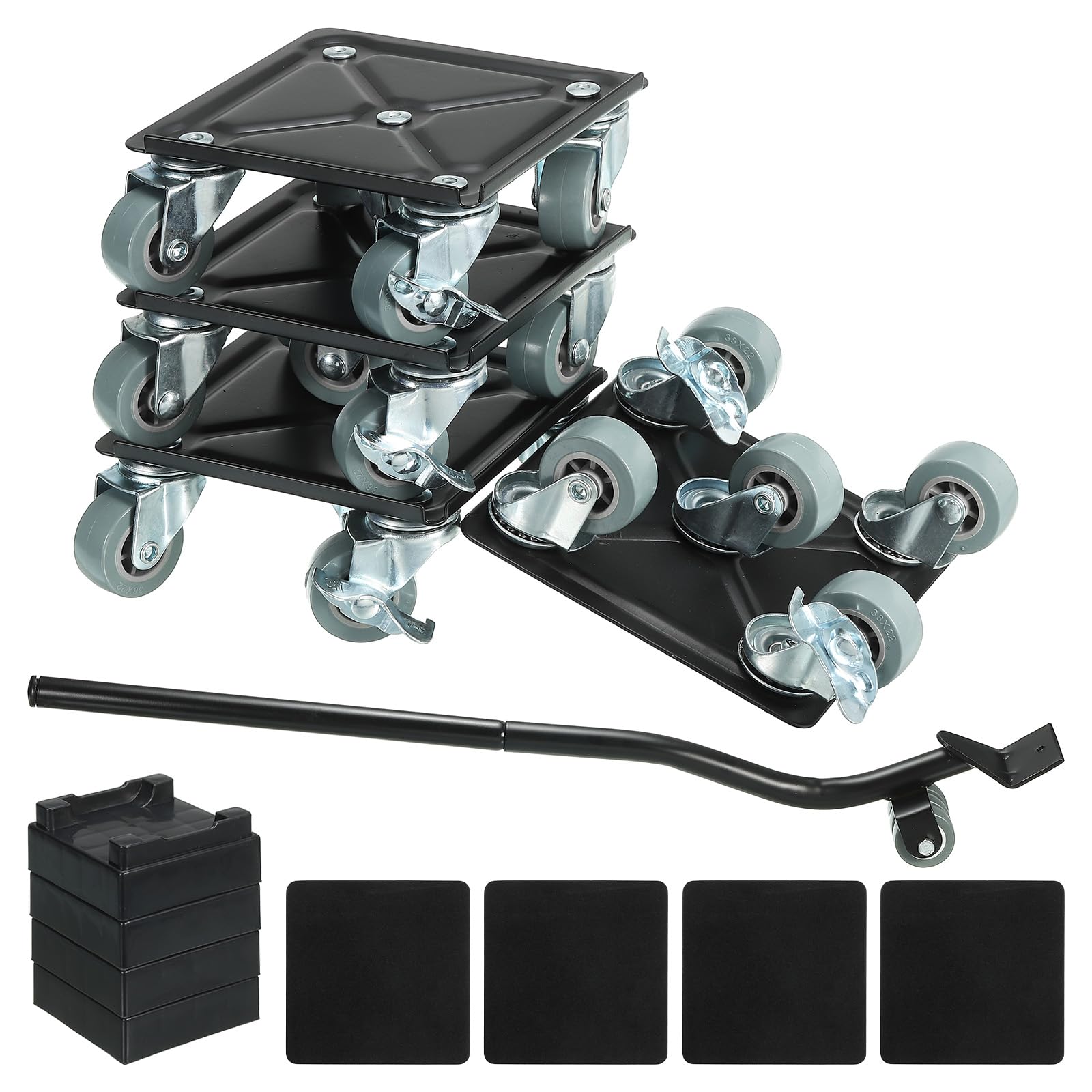 PATIKIL Furniture Mover Dolly, Heavy Furniture Movers with 5 x 360° Rotation Wheels and Furniture Lifter Set, Aluminum Alloy Furniture Moving Base Tools, Max Load 2866 LBS