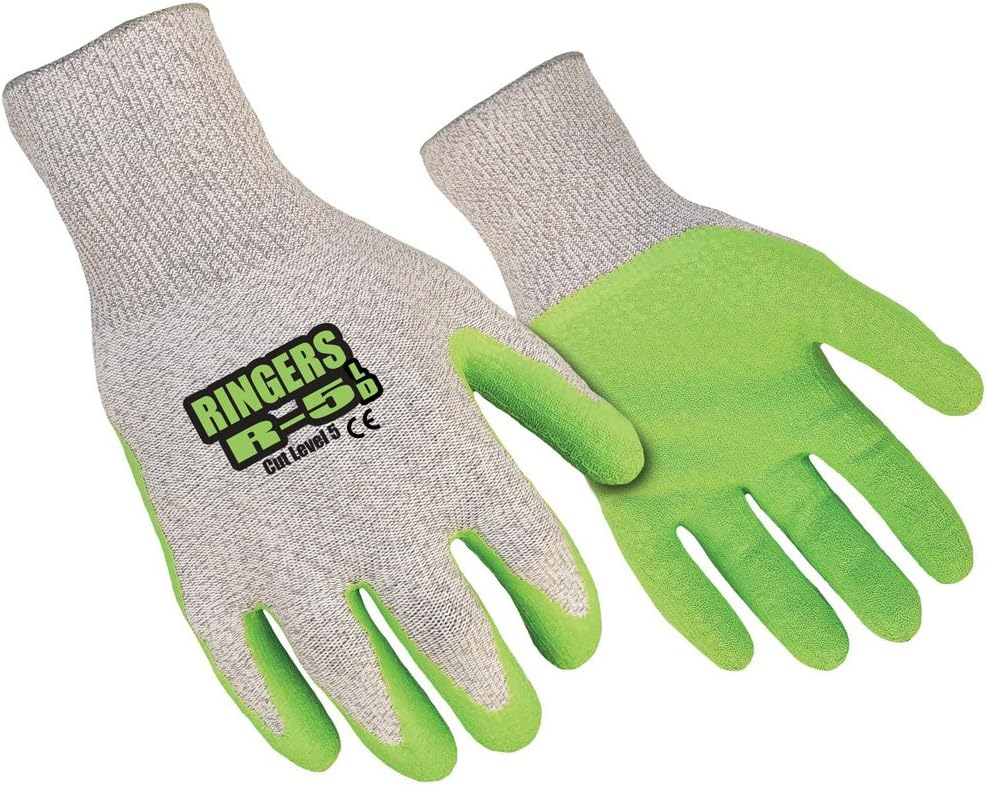 Ringers Gloves R-5 R-Flex Latex, High Dexterity Glove, Crinkle Latex Dipped, CE Level 5 Cut Protection, XX-Large