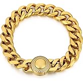Azubpi 13mm Miami Cuban Link Bracelet for Men - 18K Gold/Silver Sturdy Stainless Steel Link Bracelet for Dad Boyfriend Husband Hip Hop Jewelry