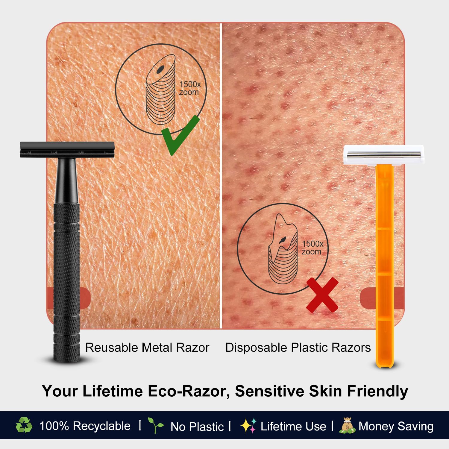 Mua Matte Black Safety Razor, Single Blade Razors for Men, with 10 ...