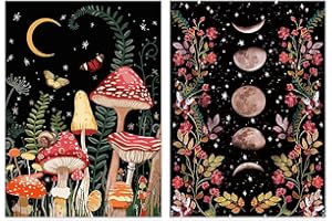 OFRKE 2-Piece Diamond Painting Kits for Adults and Kids，5D DIY Full Drill Round Art Gems Mushroom Forest Diamond Art Perfect for Home Wall Deco Diamond Decor 12"x16"